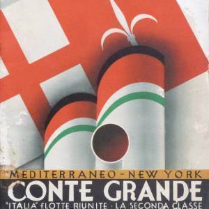 001-Depliant pubblicitario del piroscafoConte Grande – Mediterraneo – New York. Anno 1932