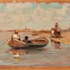 Telemaco Signorini (1835-1901) - Barca sull'Arno - olio su tavola