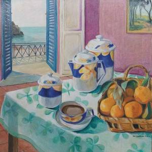 FBML_Anna Maria Fabriani-Colazione in Calabria 2-2003 olio su tela 79x79 cm